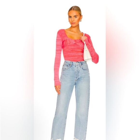 Le Superbe Twisted Sister Long Sleeve Knit Top in Red She Said Soft Viscose - Picture 16 of 16